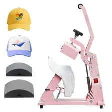 Hat Heat Press Machine for Caps Hat Press with 2pcs Platens for HTV Pink