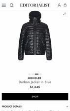 Moncler Darbon Reversible Hooded Down Puffer Jacket Blue Men's Size 1 s/m 