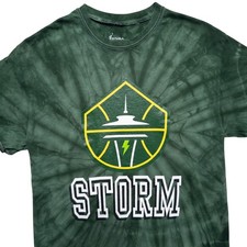 WNBA Seattle Storm Tie Dye Green T Shirt Medium Unisex Basketball Fan Apparel