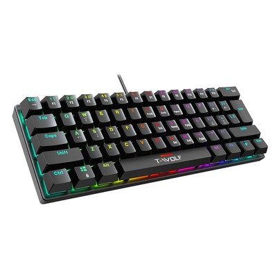 T-WOLF T61 Computer Laptop Gaming Keyboard USB Wired Colorful Backlit 61-Key