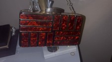 Vintage Red Box Handbag with Gold Chain Strap Metal