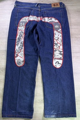 Rare Evisu No2  Indigo Genes Men's Jeans Size 40 X 32 Y2K Graffiti