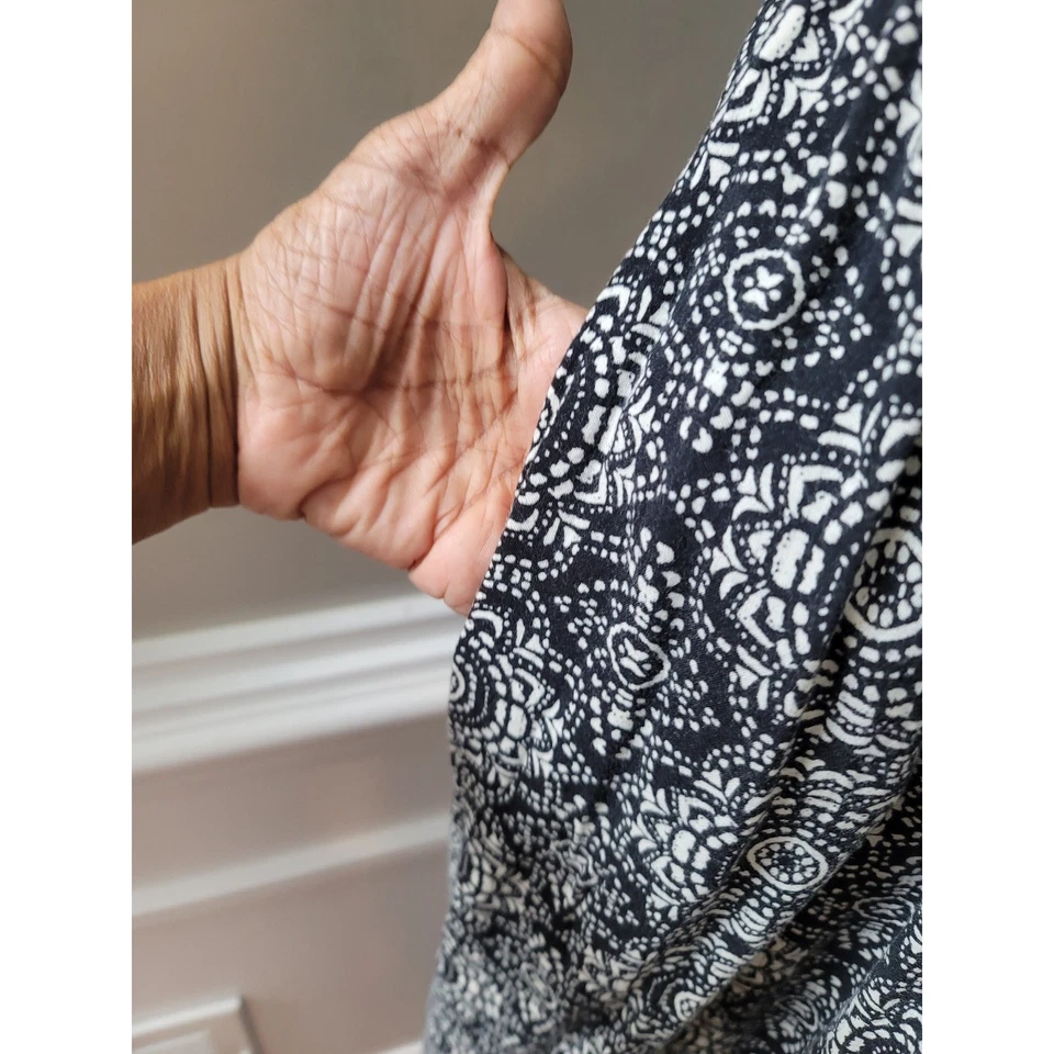 Maxi Vestido Xhilaration Mujer S Negro Blanco Boho Sin Mangas Calado Rayón Foto 4 de 4