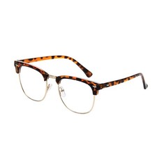Shiratori New Vintage Fashion Half Frame Semi-Rimless Clear One Size, Leopard