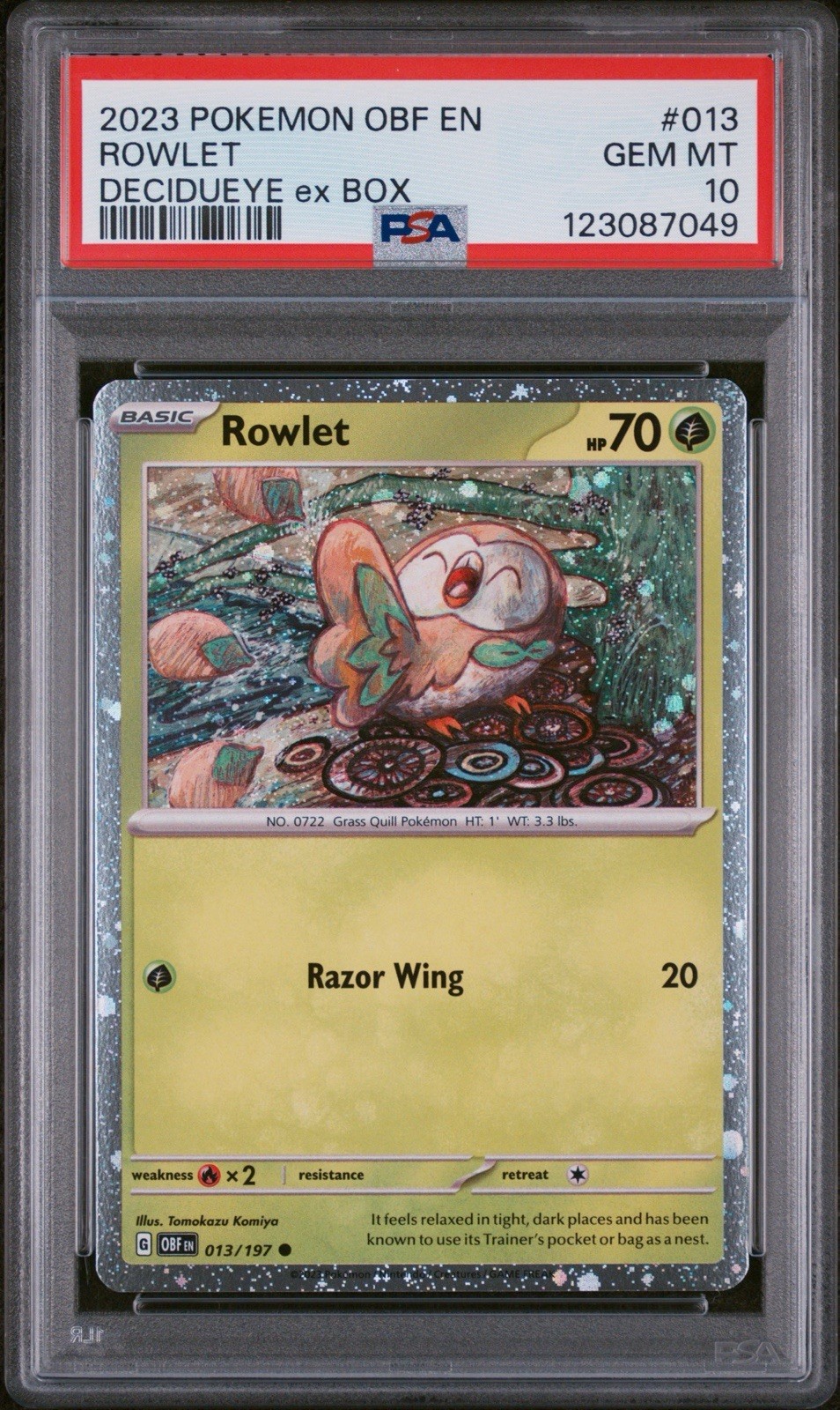 POP 1 - PSA 10 Rowlet 013/197 Cosmos Holo Obsidian Flames Exclusive Canada Promo