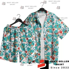 Munchlax Hawaiian Button Up Shirt Japanese Anime Hawaii Shirt Pokemon Gift