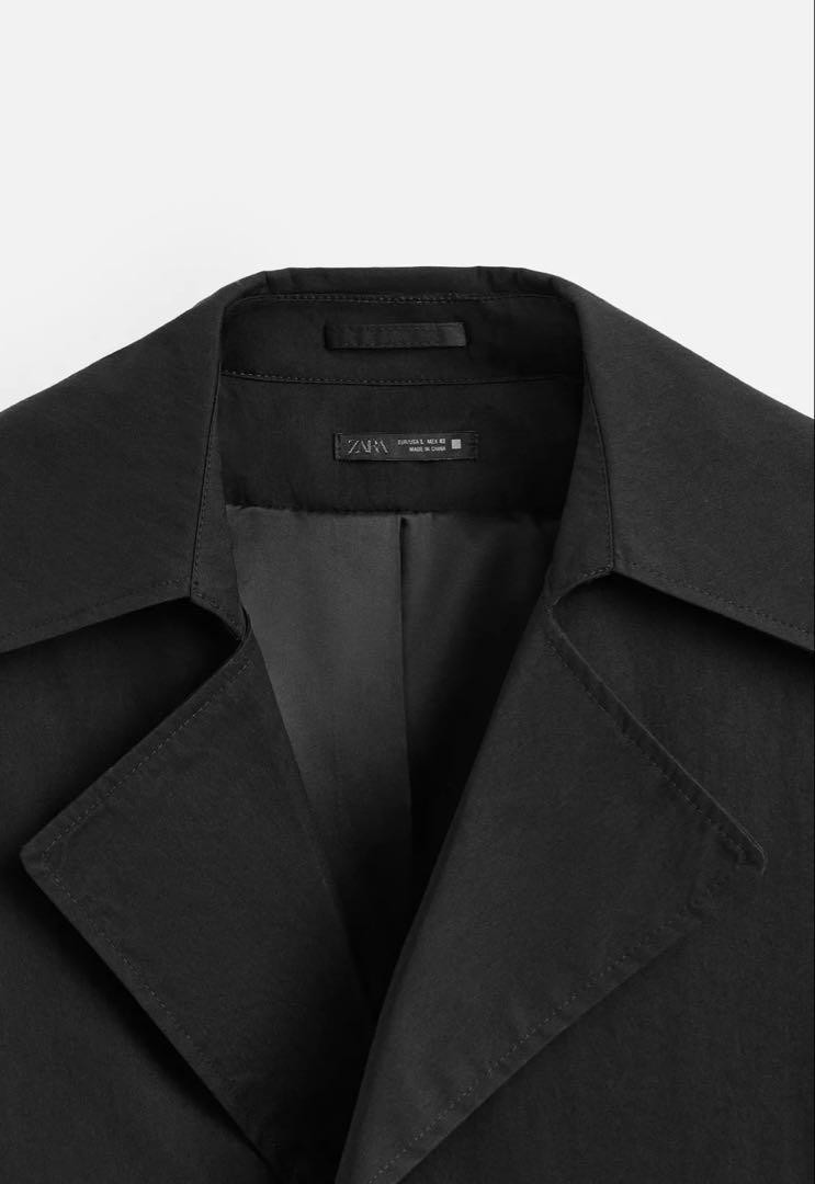 ZARA Technical Short Trench Coat Black Double Breasted NWT Sold Out. Was $129 image 6