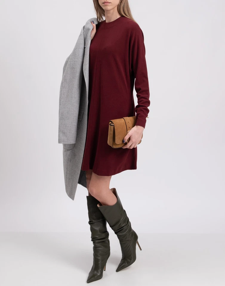 RRP €560 DSQUARED2 Jersey Short Dress Size XS Bordeaux Crew Neck Made in Italy - Image 2 of 4