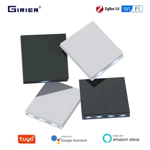 Interrupteur mural intelligent Tuya Zigbee/Wifi 1 2 3 4 Gang Neutre Pas Neutre