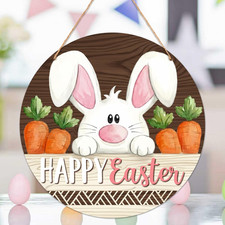 Easter Door Decorations, Happy Easter Welcome Sign for Front Door Porch Wall Out