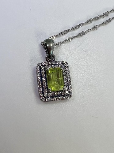 Vintage Sterling Silver Peridot Pendant Necklace Signed VJ 925- 18” - Picture 5 of 16
