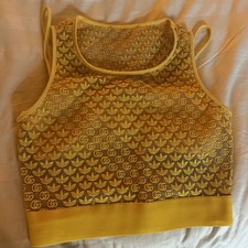 Gucci x Adidas Embroidered Tulle Crop Top Yellow Medium Mesh Tank