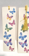 Lot of 2 Vintage NOS Butterflies Bookmarks With Yellow Tassels
