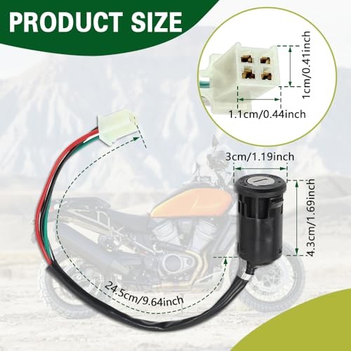 Ignition Key Switch Lock, Key Switch Starter Parts, 4 Wires Ignition Switch 
