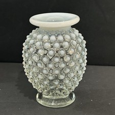 Vintage Fenton French Opalescent Hobnail 3.5 Footed Vase White Clear Glass