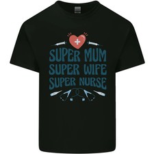 Camiseta de algodón ligero Super Mamá Esposa Enfermera Día de la Madre Regalo para hombre