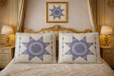 Two quilted patchwork pillow shams, 20" 26"