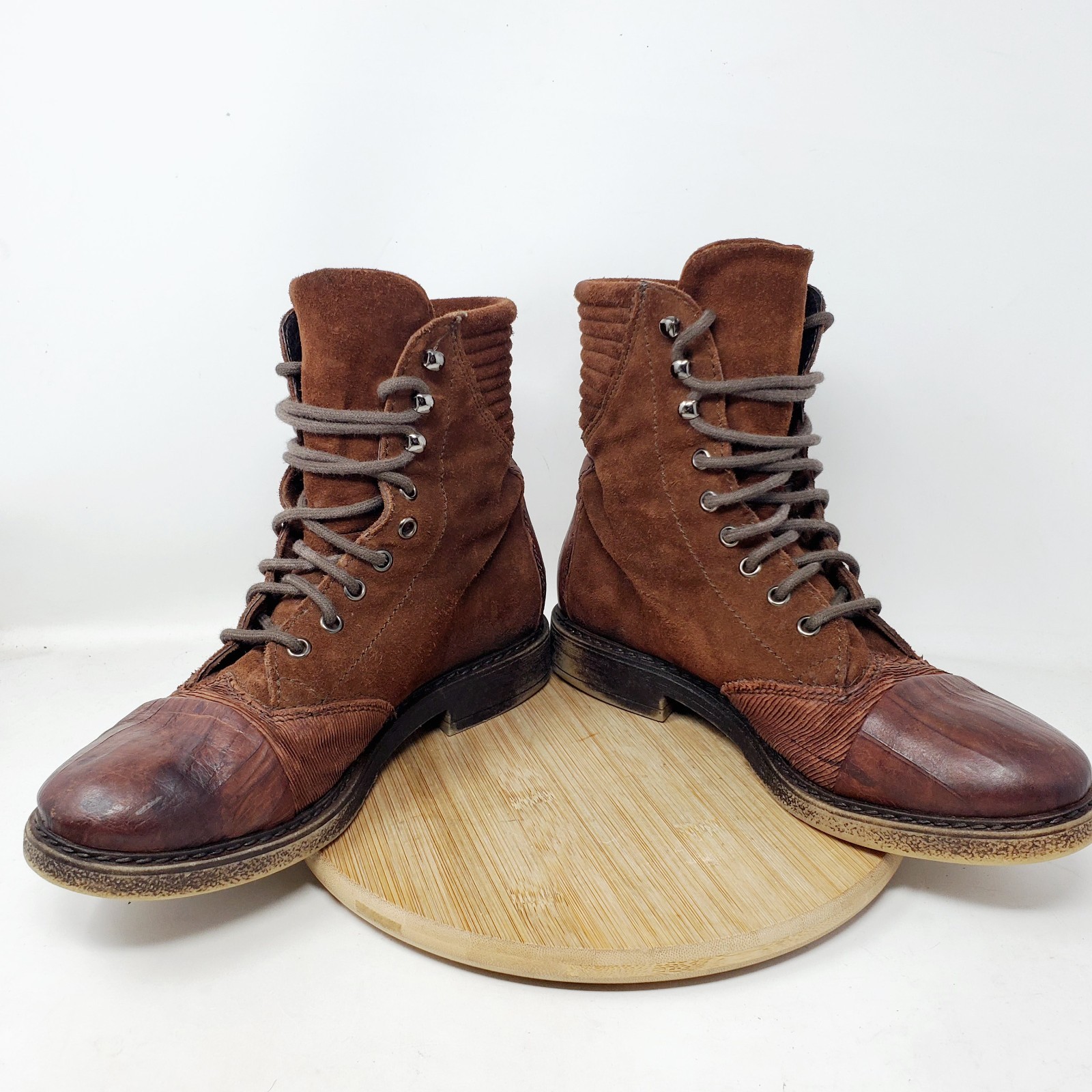 Free People Boots Womens 38 Sparrow Brown Leather Boho Steampunk Lagenlook Shoes