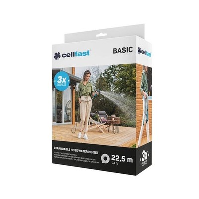 Cellfast BASIC Bewässerungsset mit 22,5 dehnbarem Schlauch Wasserschlauch Garten