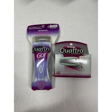 Schick Quattro Women On The Go Razor 6 Cartridges Shower Hanger Travel Case