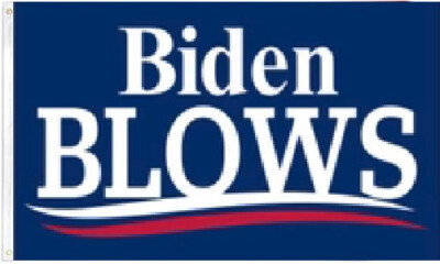 3X5 Biden BLOWS BIDEN SUKS FJB LETS GO BRANDON BLUE FLAG BANNER GROMMETS 100D