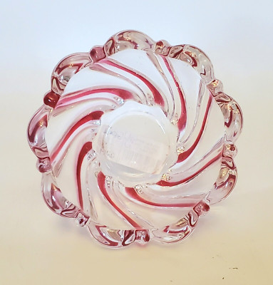 Studio Nova Holiday Swirl Votive Candle Holder Glass Red Clear 4'' made Germany