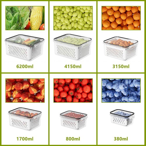 6 PCS Large Fruit Storage Containers for Fridge, Airtight Food Storage Container - Picture 13 of 14