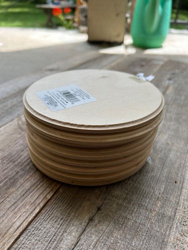 8er Set Walnuss Hohl Holz Kreis Plakette, 6 x 6 Zoll, dünne abgeschrägte Holzscheibe - Bild 7 von 9