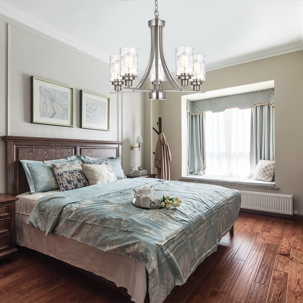 5 Light Modern Chandeliers Brushed Nickel Kitchen Island Dining Room Lighting Fi