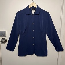 Vintage VERSACE 80's Jeans Couture Navy Medusa Button Blouse Shirt Top Size S