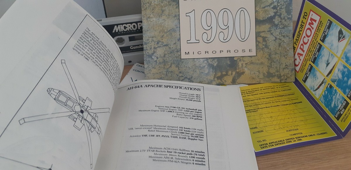 Jeu GUNSHIP Sur Cassette – Commodore 64, Jeu De Simulation Hélico, état Très Bon