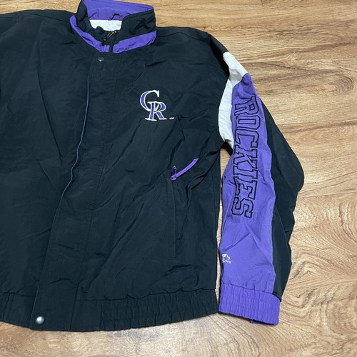 Colorado Rockies Baseball Black Purple Jacket Men Size Large Starter Vintage MLB - Picture 3 of 8