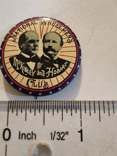 1976 NATIONAL WHEELMENS CLUB McKINLEY & HOBART POLITICAL PINBACK