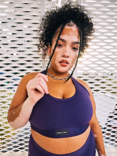 Savage X Fenty Lineup Low Impact Sports Bra Plus Sz 2X Punk Purple Crop Top New - Picture 5 of 7