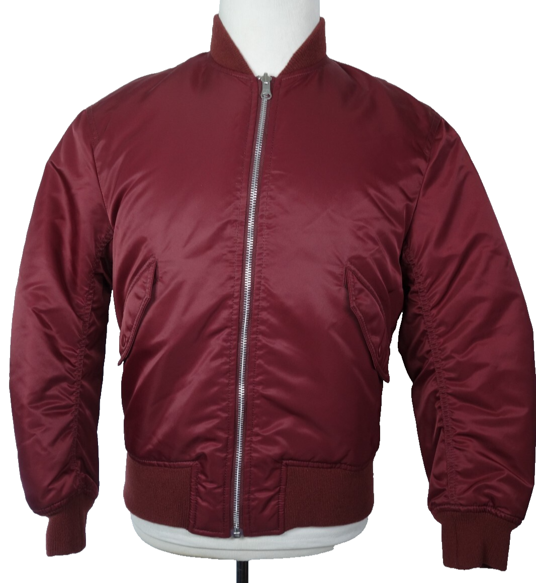 〜90's UNIQLO MA1 Bomber Jacket Uniqlo Bomber Jacket MA-1 Satin Reversible Burgundy Men Size