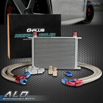 Universal 25 Row AN-10 Aluminum Engine Oil Cooler + Filter Adapter Hose Kit