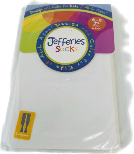 Jefferies Socken Little Girls Jr Miss weiße Strumpfhose/Strumpfhosen Größe 6-8 Jahre Festzug - Bild 1 von 6