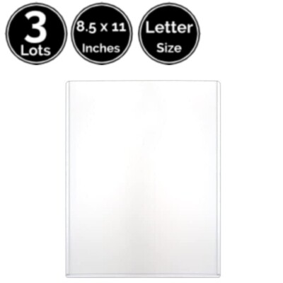 3 Lots 8 ½ x 11 IN Large Letter Size Rigid Plastic Protector Sleeve 4 Stock Cert