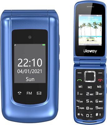 Uleway 2G entsperrt Flip-Telefon Sim kostenlos große Taste Handy für ältere Menschen einfach