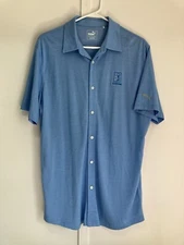 Puma TPC Scottsdale Men’s Knit Golf Shirt Large Short Sleeve Button Up Blue