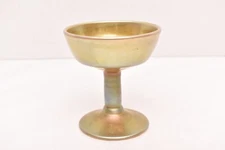 Carl Radke Phoenix Studios Art Glass Compote Dish Bowl Vase Iridescent Aurene