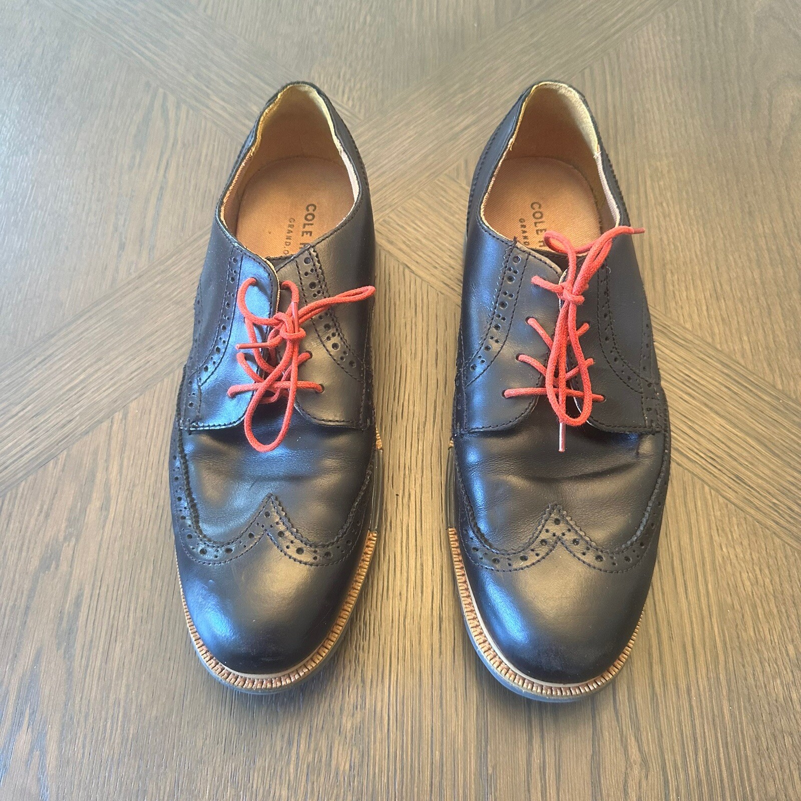 SAOLA Scarpe eleganti Oxford Cole Haan Grand OS da uomo in pelle nera a coda di rondine taglia 10 C21825