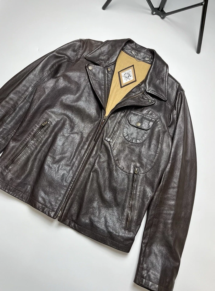 CP Company Archive Biker Leather Jacket Size 48 - Image 2 of 4