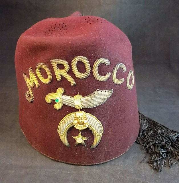 Vintage SHRINERS FEZ MOROCCO GEMSCO Black Tassel Crescent and Scimitar HEADWEAR eBay