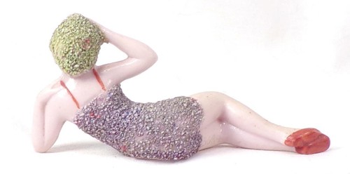 German Bathing Beauty Figurine Art Deco Silver Sugar Suit Green Cap 3.5in 1920s - Picture 6 of 8