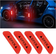 4PCS Reflective Open Warning Stickers for Car Door, Night Visibility Auto Safety