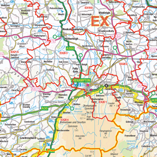 South West England Postcode Sector Map, Poster of Postcodes for SW England - Picture 3 of 6
