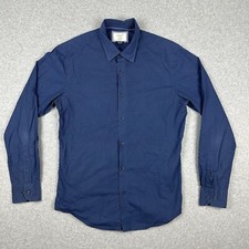 Gazman Australia Men's Long Sleeve Shirt Size M Navy Blue Geometric Tailored Fit