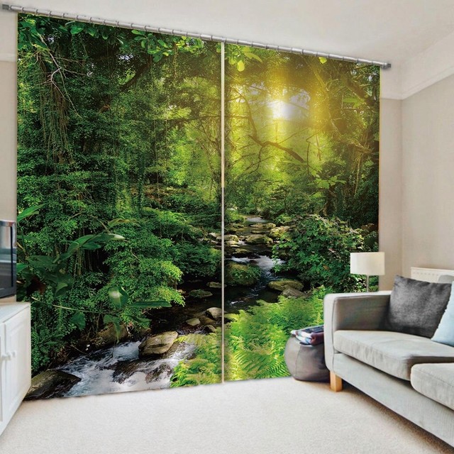 2 Panel Forest Tree Window Curtain 3D Drapes Nature Curtains Livingroom eBay