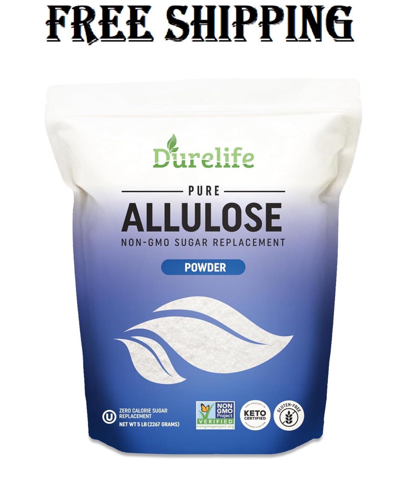 Allulose sweetener, 5 lb 100% Pure No Erythritol powdered Sugar Substitute, N...